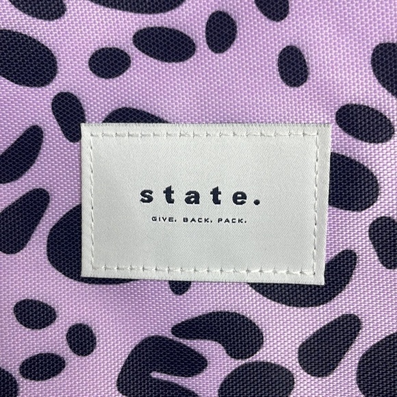 STATE Bags Kids' Reflective Kane Backpack purple black animal print NWT SOLD OUT - Picture 4 of 9